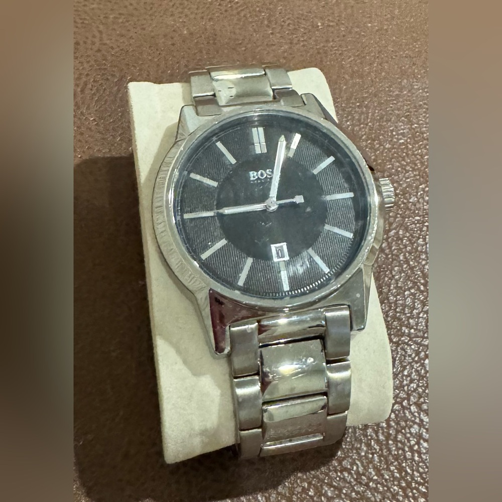Hugo Boss Silver Watch with Dark Dial
